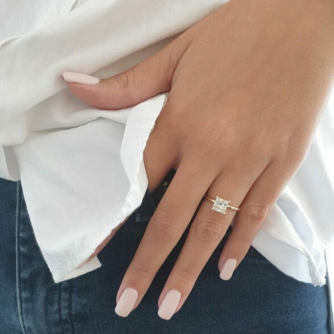 solitaire jewels 1CT Princess Cut Moissanite Solitaire Engagement Ring For Women, 10K White Gold
