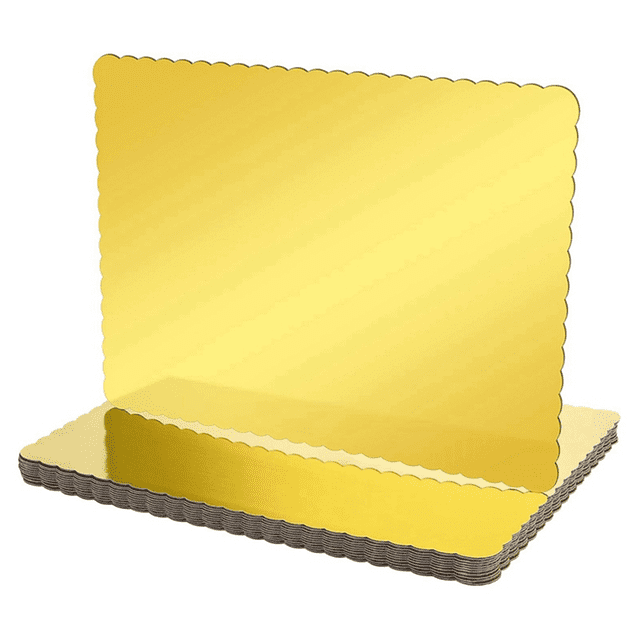 Lot de 20 Plateaux Rectangulaires pour Gâteaux, Bases Jetables en Carton pour Gâteaux, Feuille de Quart de Gâteau en Feuille d'Or 25 X 34 cm pour Cuisson Or