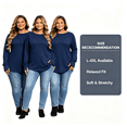 thumbnail image 2 of QATAINLAV Plus Size Long Sleeve Shirts for Woman Loose Casual Crew Neck Raglan Tops with Thumb Hole Fall Layering T-Shirts, 2 of 11