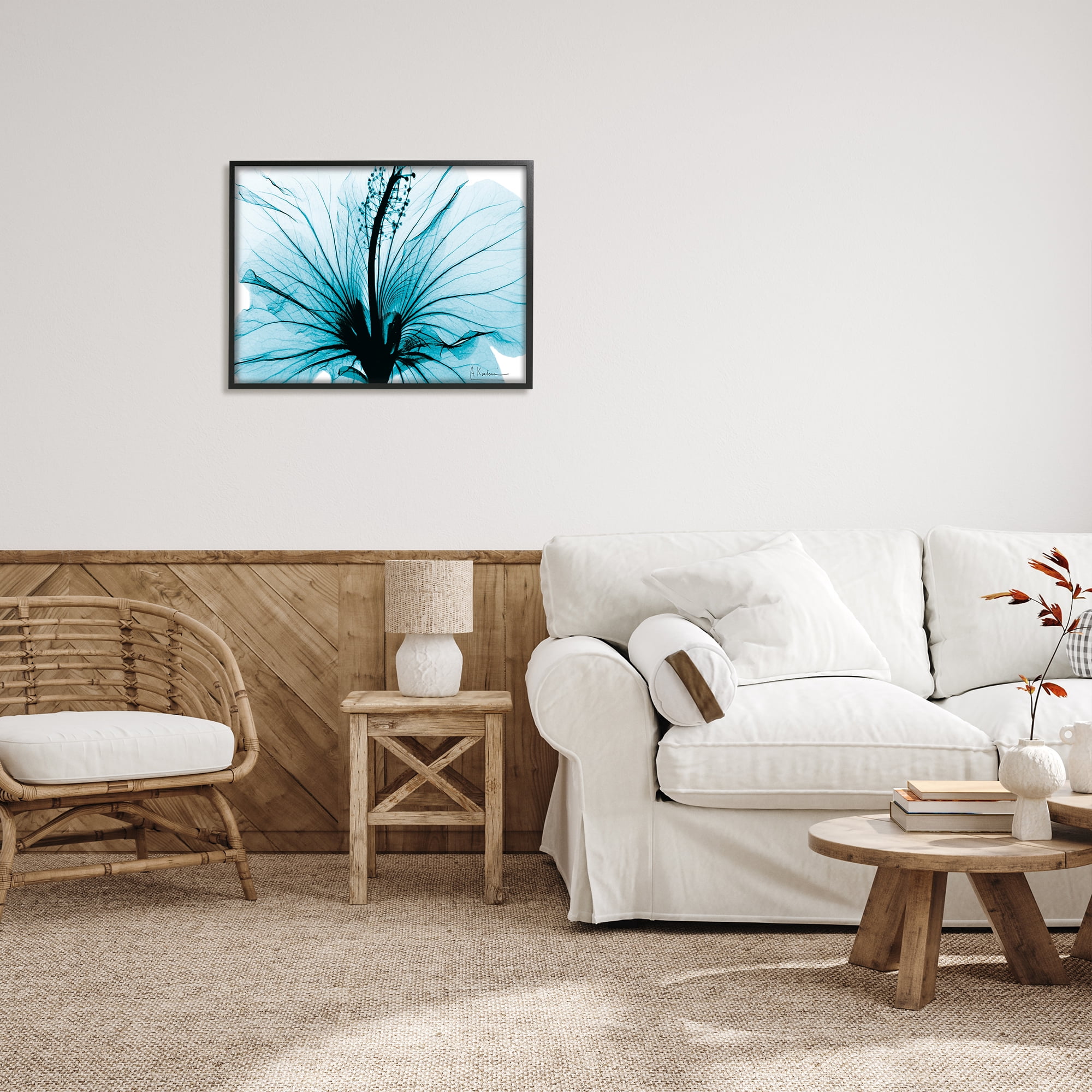 Stupell Industries Blue Flower X-Ray Botanical & Floral Photography Black Framed Art Print Wall Art, 30 x 24