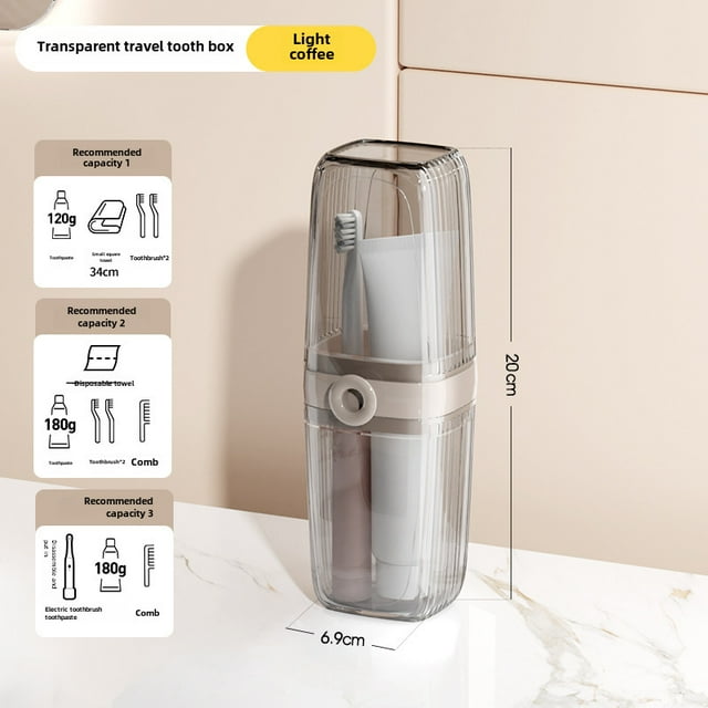 Elegant Transparent Black & Light Coffee Dental Organizer: Portable, Durable Toothbrush Toothpaste Storage Set for Travel & Home Use – Luxurious Compact Oral Care Kit with Convenient Access and