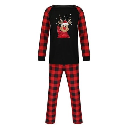 

Honeeladyy Christmas Man Daddy Plaid Print Blouse Tops+Pants Family Clothes Pajamas Red Discount