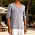 thumbnail image 7 of Men Fall Blouse Mineart Men's Solid V Neck Long Sleeve Hollow Out Knit Sweater Tops Loose Fit Casual Acrylic Knitwear Blouses Lightweight Breathable Pullover Shirts, 7 of 7