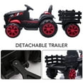 thumbnail image 3 of Kids 12V Ride On Tractor with Trailer, Ride on Toy Tractor with Remote Control, Battery Powered Electric Vehicle Car with Wheels, 35W Dual Motors LED Lights Music for Boys Girls, 3 of 7