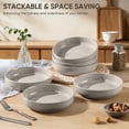 thumbnail image 6 of Vesteel Pasta Bowls Set of 6, 32oz Large Salad Bowl for Home Kitchen, Ceramic Serving Plates for Soup, Cereal, Fruits, Microwave & Dishwasher Safe, Cappuccino Brown, 6 of 9