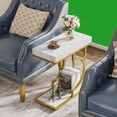thumbnail image 2 of Farmhouse C Table, Semicircular Frame, Sturdy Metal & Particle Board for Living Room/Bedroom/Small Spaces, 2 of 6