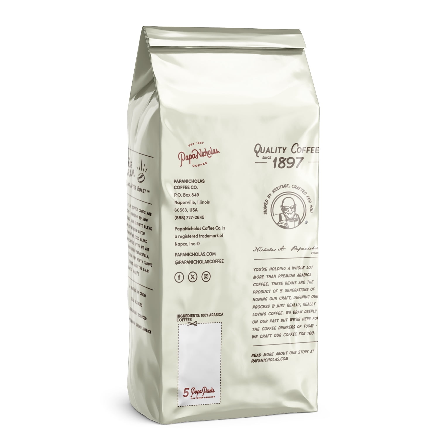 PapaNicholas Coffee Breakfast Blend Ground 12oz Bag, Medium Roast