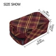 thumbnail image 3 of 6.5x2.5x4 In Printed Makeup Bag Organizer with 5 Compartments Travel Toiletry Pouch Bag Plaid in Dark Red, 3 of 6