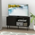 thumbnail image 2 of Furinno Claude Mid Century Style TV Stand with Wood Legs, One Cabinet Two Shelves, Espresso, 2 of 5