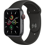 Restored Apple Watch SE 44mm GPS + Cellular, Space Gray Aluminum Case - Black Sport Band Good