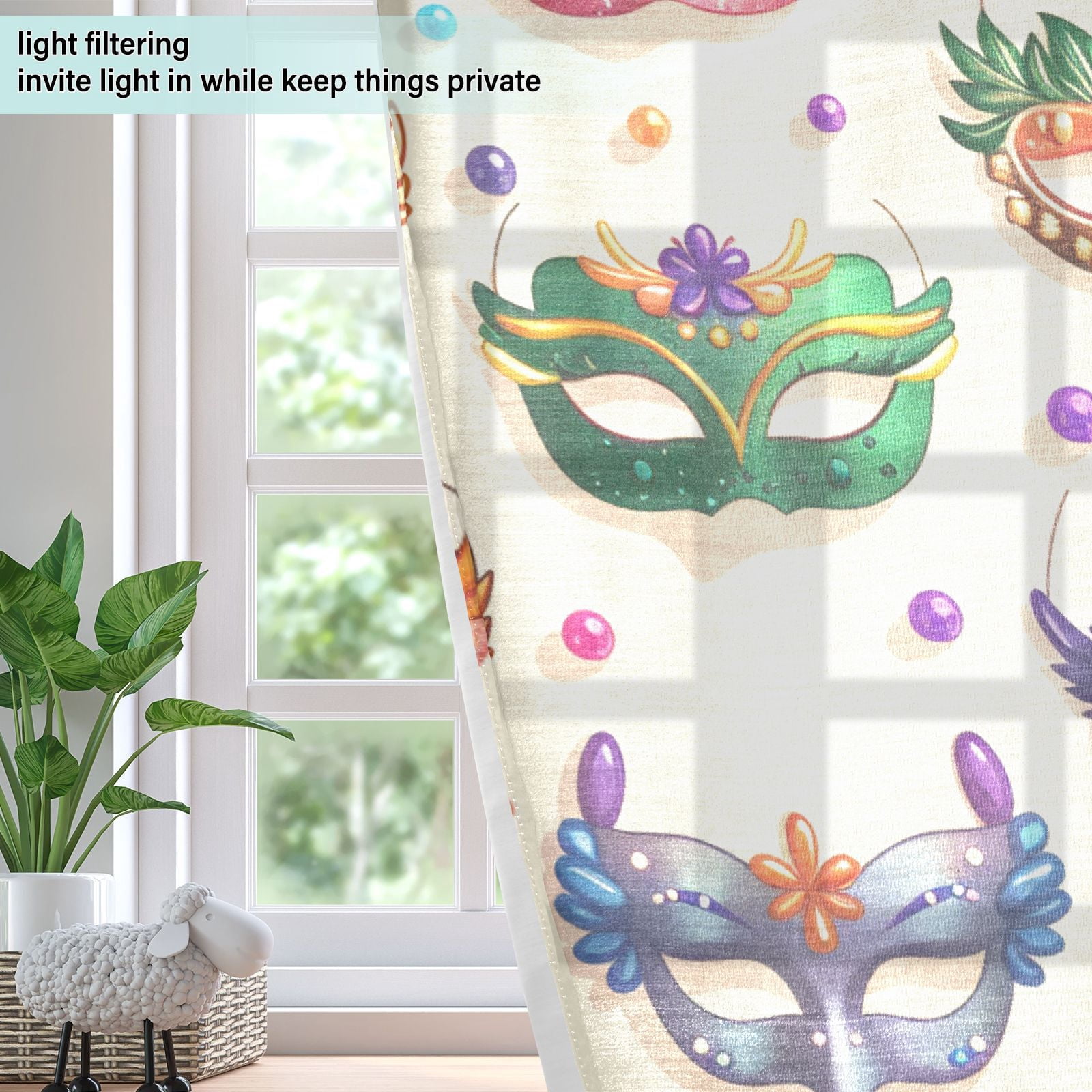 Carnival Masks Beads Blackout Curtains Thermal Insulation 63 inch Grommet for Bedroom Living Room Bathroom Kitchen Windows 2 Pack