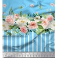 thumbnail image 2 of Soimoi Blue Cotton Voile Fabric Dot & Floral Panel Printed Fabric 1 Yard 42 Inch Wide, 2 of 3