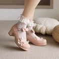 thumbnail image 5 of SACFOF Womens Sweet Cute Kawaii Platform Cosplay Shoes Chunky Mid Heels Mary Janes with Bow Buckles Strappy Pumps, 5 of 6