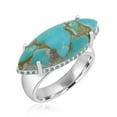 thumbnail image 2 of Gemistry Women & Girls Sterling Silver Marquise Sonoran Turquoise Gemstone Halo Ring | Birthstone Jewelry Gift for Her Birthday | Wedding | Anniversary (Ring Size 7), 2 of 5