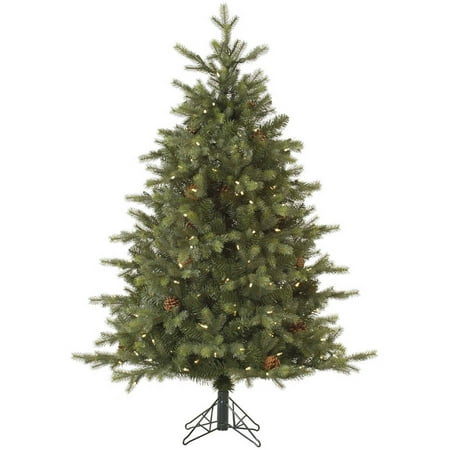 - Vickerman Pre-Lit 4.5' Instant Rocky Mountain Fir Artificial Christmas Tree, LED, Warm White Lights