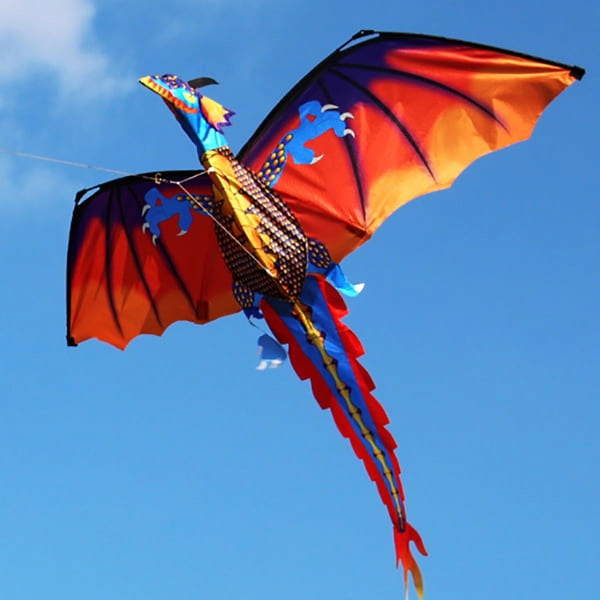 Large 3D Nylon Kite Flying Dragon Kite with 100m Line Family Outdoor Sports Toy