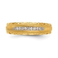 thumbnail image 4 of 14K Yellow Gold Ring Band Wedding Diamond Round AA Quality Trio Mens , Size 9, 4 of 7