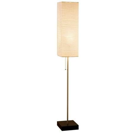 On A Wood Floor Lamp - 60 In. Brushed Nickel Floor Lamp with Paper Shade and Decorative Faux Wood Base, Alsy 60 in. Brushed Nickel Floor Lamp with Paper Shade and Decorative Faux Wood Base By Alsy