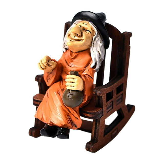 ZTTD Miniature Figurines Halloween Decorations Indoor Ghosts Witch Grim Reaper Statue Gothic Table Centerpieces Small Figurines Rocking Chair Home Decor for Office Shelf Mantel Gifts