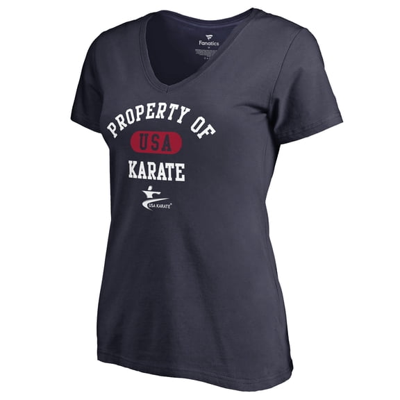 Women's Navy USA Karate Property Of V-Neck T-Shirt