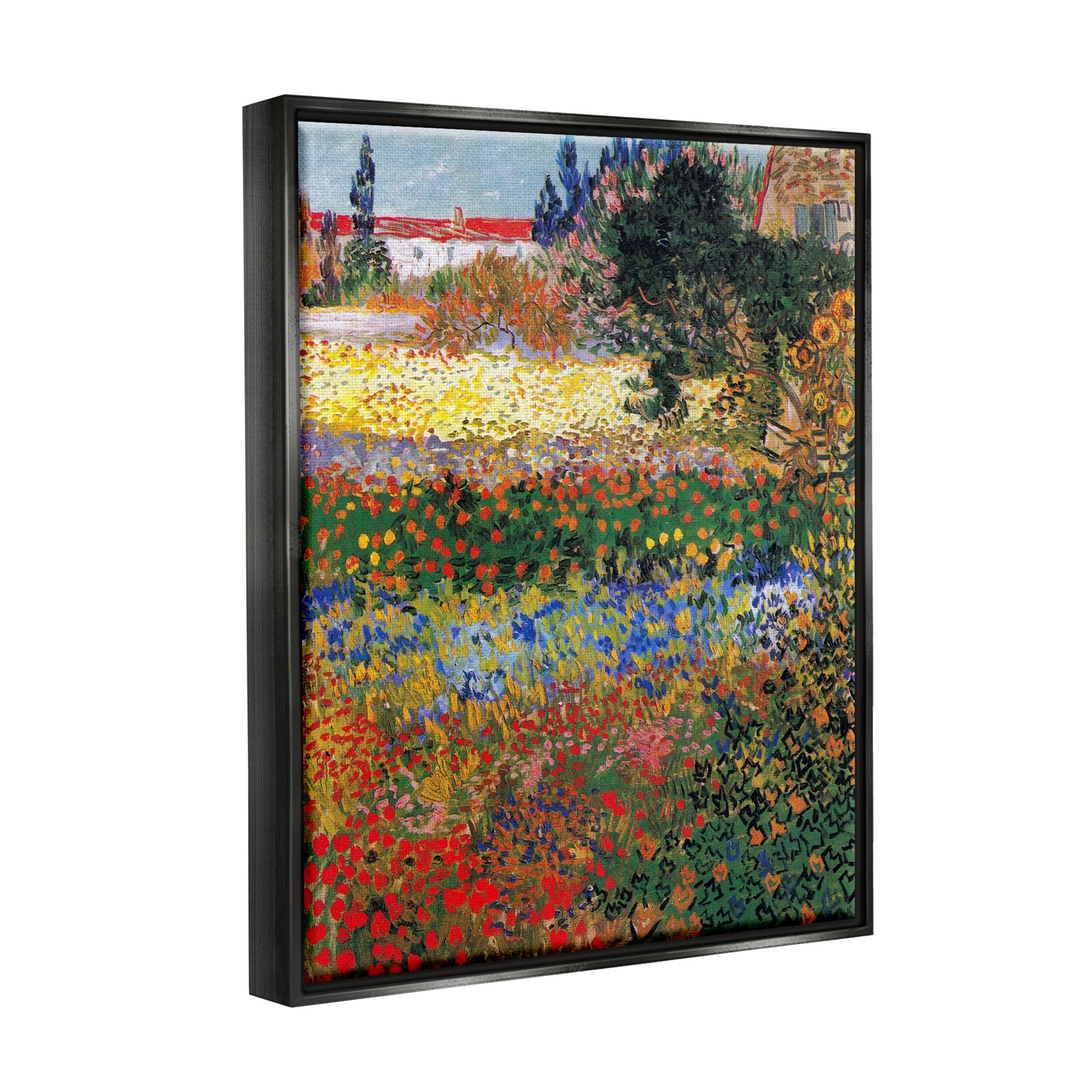 Flower Garden Van Gogh Vivid Painting Landscape Painting Jet Black Framed Art Print Wall Art