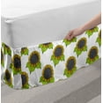 thumbnail image 2 of Floral Bed Skirt, Hand Drawn Sketch Sunflowers with Vibrant Fresh Spring Leaves, Elastic Bedskirt Dust Ruffle Wrap Around for Bedding Decor, 4 Sizes, Apple Green Dark Taupe, by Ambesonne, 2 of 2