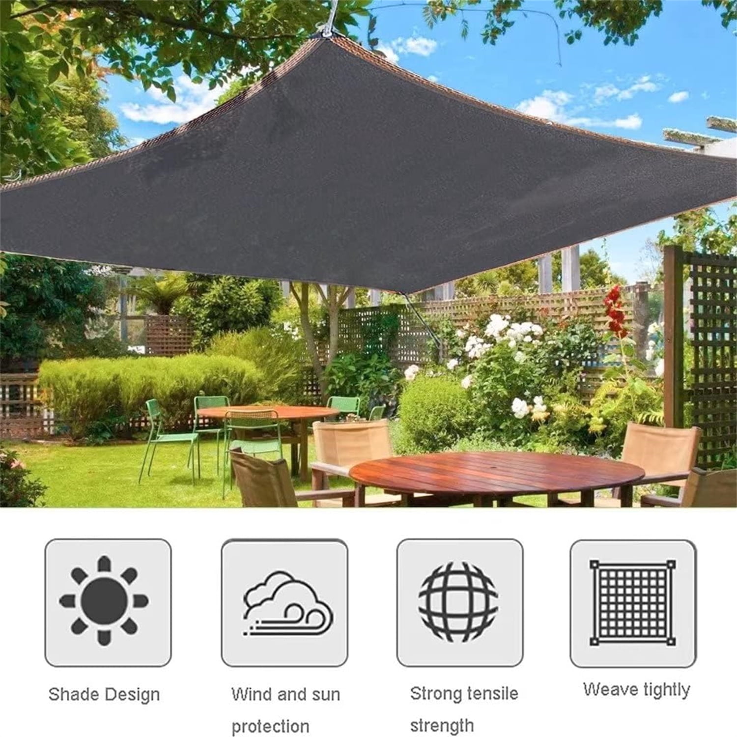 75% Black Shade Cloth with Grommets,Bexikou 2×4 Sun Shade Durable Outdoor Sunblock Net,Heat Resistant Fabric Shade Cover for Pergola, Patio, Garden, Plants, Greenhouse, Dog Kennel, Barn