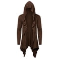 thumbnail image 4 of Ynynloco Long Hooded Cardigan Ruffle Shawl Collar Open Front Gothic Cloak Lightweight Drape Cape Overcoat with Pockets, 4 of 5
