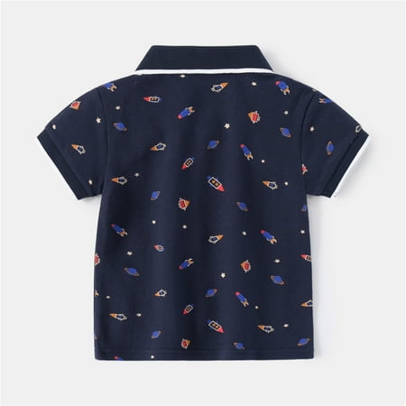 

nsendm Kids Toddler Baby Infant Boys Shirt Solid Short Sleeve Cute Cartoon Print T Shirt Blouse Tops Outfits Youth Basketball Shirt Navy 2-3 Years