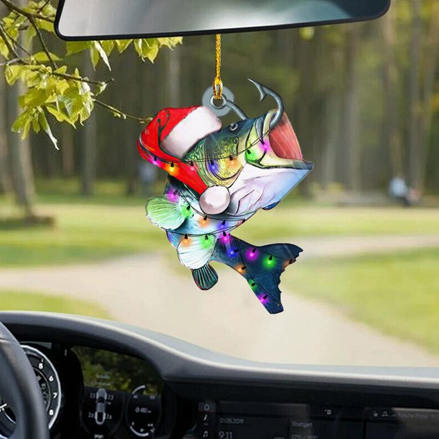 Hml Christmas Decorations Christmas Tree Pendant Decoration Personalized Christmas Car Pendant Christmas Hat Christmas Animal Turtle Whales Panda Christmas Hat Acrylic Double Sided Printing Pendant