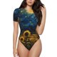 thumbnail image 1 of Balery Oil Starry Sky Sunflower Body de cuello redondo de manga corta para mujer Tops de manga corta Tops básicos-Large, 1 of 7