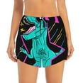 thumbnail image 2 of Picia Rex Dinosaur With Sunglasses Pattern Women's 2 in 1 Athletic Running Shorts High Waisted Workout Casual Gym Sweat Shorts with Comfy Liner Zipper Pockets-XX-Large, 2 of 9