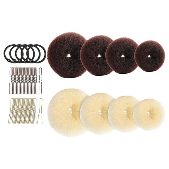 Hytrove Hair Accessories For Women Bun Maker 1 Set Donut Shape Assorted Color Soft Sponge Styling Tools