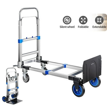 SHZOND 2 in 1 Foldable Aluminum Hand Truck with Pneumatic Wheels, Heavy Duty Convertible Dolly Cart, Retractable Handle for Moving