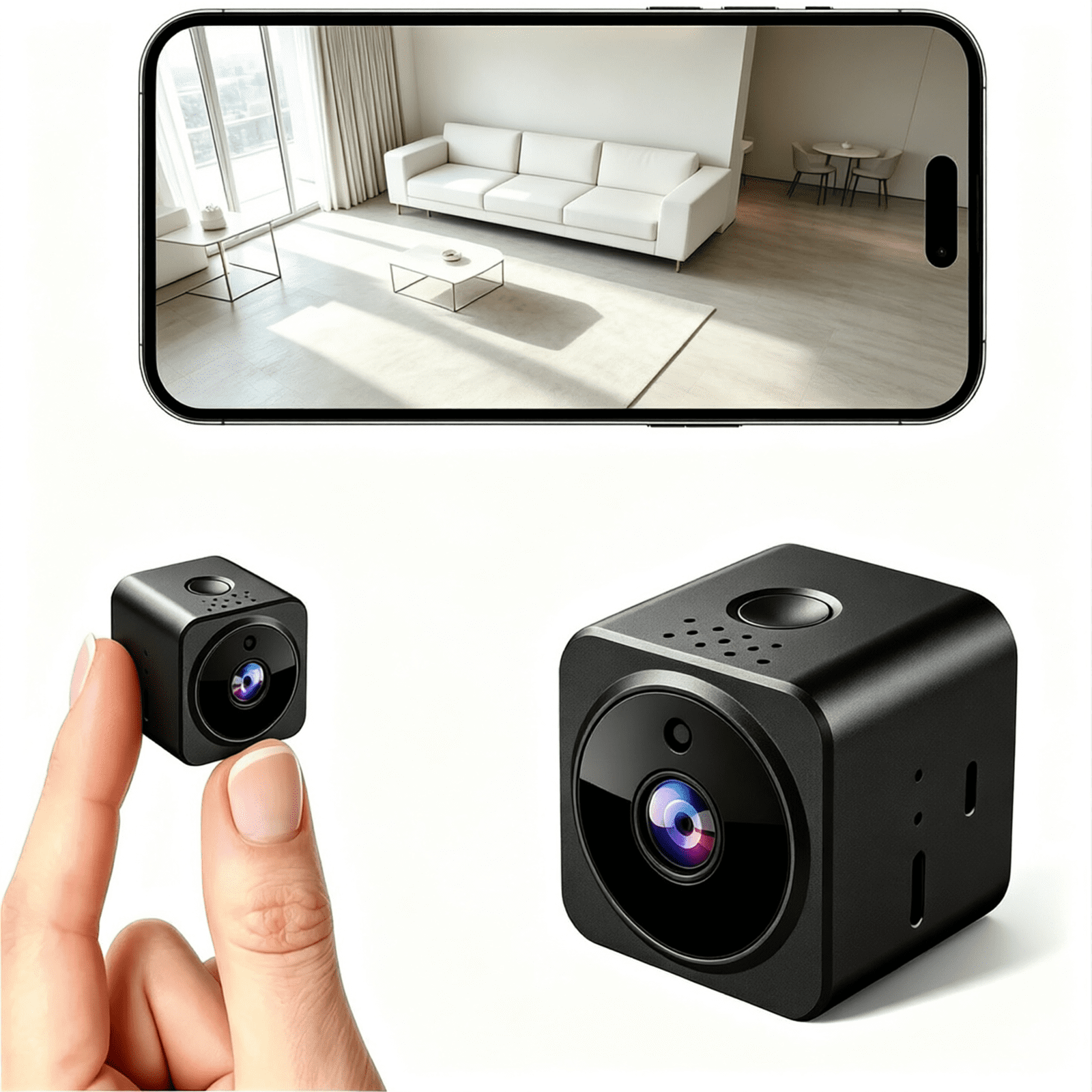 Mini Wireless WiFi Security Camera, HD Indoor Surveillance Nanny Cam, Night Vision Motion Detection Camera with App Remote Access for Home Office Surveillance