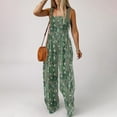 thumbnail image 4 of BZGTZT Womens Boho Overalls Casual Floral Print Sleeveless Jumpsuit High Waist Wide Leg Long Pants Romper with Pockets, 4 of 7