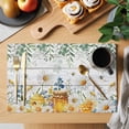 thumbnail image 2 of Daisy Spring Floral Placemats Set of 4, Farmhouse Botanical Green Leaves Wooden Placemats for Dining Table, Place Mats for Kitchen Tabletop, Waterproof Wipeable Dining Table Mats Set, 2 of 9