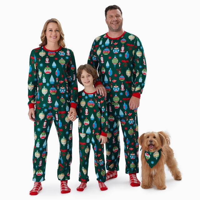 Conjunto de pijamas navideños a juego para toda la familia con estampado de luces navideñas, cordón y bolsillos (resistente al fuego)