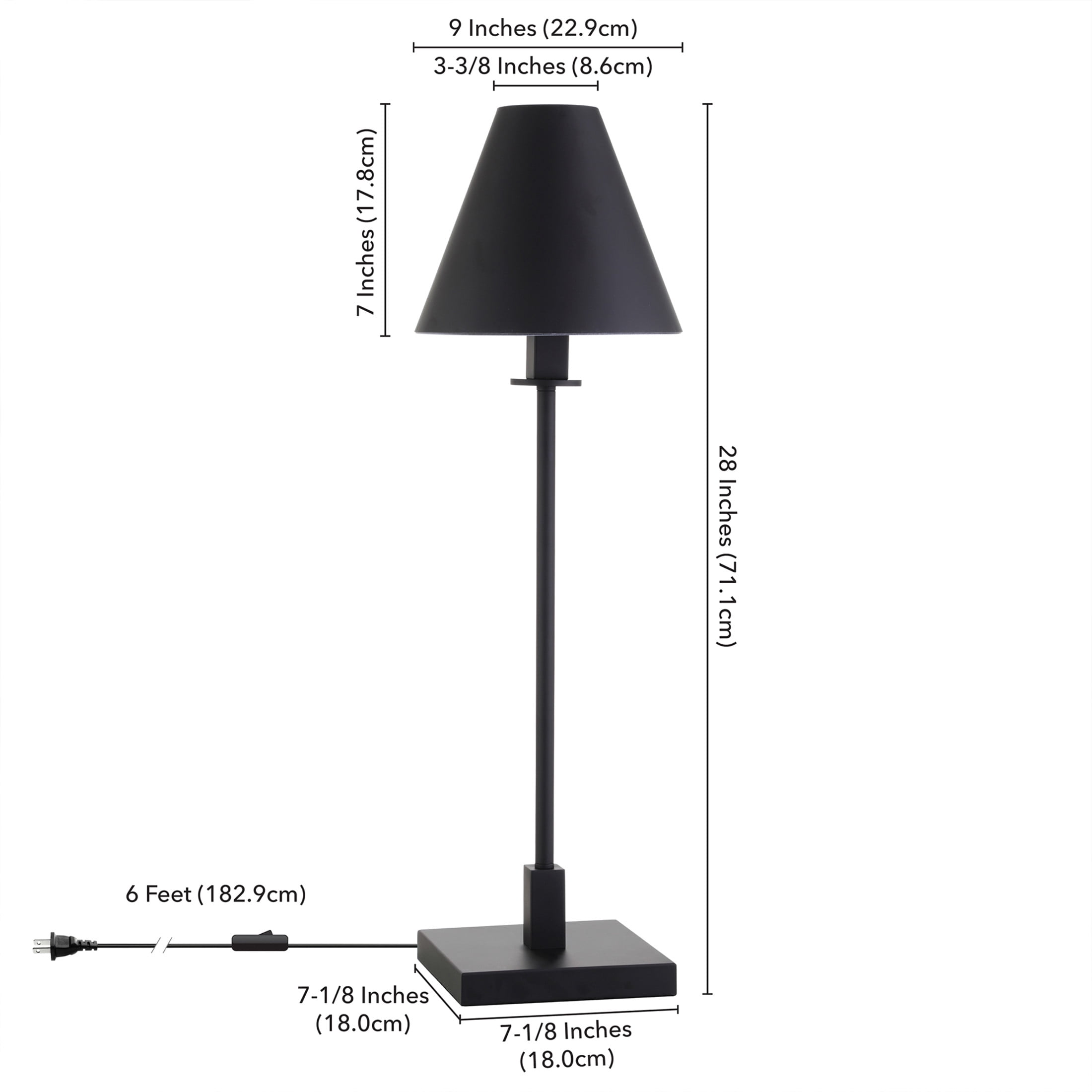 Evelyn&Zoe Clement 28" Modern Metal Table Lamp with Blackened Bronze Cone Metal Shade