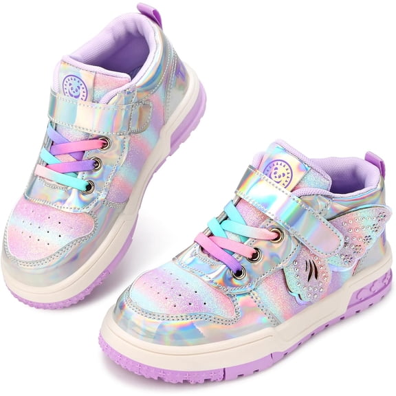 Girls hook and loop fastener sneakers breathable anti-slip running and walking shoes suitable for outdoor play