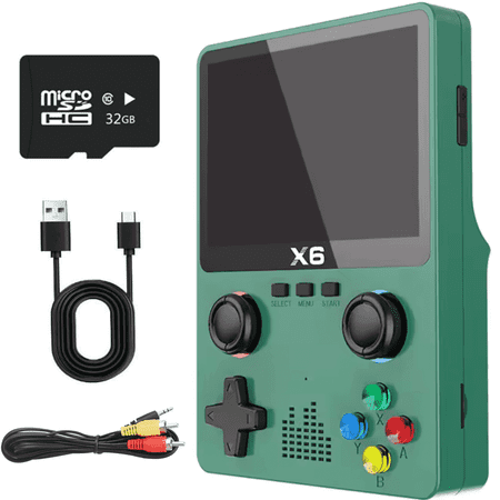 Handheld Game Console with 32G TF Card, Green