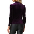 thumbnail image 3 of INSPIRE CHIC Women's Gochic Ruffled Stand Collar Cutout Long Sleeve Velvet Blouse S Plum Purple, 3 of 6