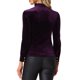 thumbnail image 3 of INSPIRAR CHIC Blusa de terciopelo de manga larga con cuello alto y volantes para mujer M Púrpura Ciruela, 3 of 6