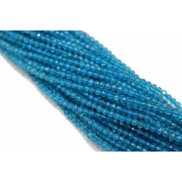 Neon Blue Apatite 2mm Faceted Rounds Beads Natural Semi Precious Gemstone Beads