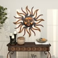 thumbnail image 3 of DecMode Brass Metal Sun Wall Decor with Distressed Copper Like Finish, 3 of 14