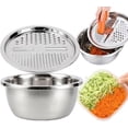 thumbnail image 2 of Multifunctional Stainless Steel Basin Set - with Grater & Strainer, Stackable, Dishwasher Safe, 2 of 6