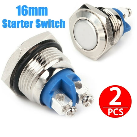 Stainless Steel Steel Switch EEEKit Starter Switch, 2-Pack 16mm Waterproof Stainless Steel Starter Switch Boat Horn Momentary Push Button ()