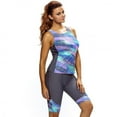 thumbnail image 2 of Maillots de Bain Tankini à Imprimé Color Block pour Femmes avec Capris de Bain,TG, 2 of 5