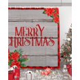 thumbnail image 5 of Christmas Shower Curtain Merry Christmas Shower Curtains for Bathroom Decor Christmas Red Poinsettia Flowers Wood Grain Christmas Decoration Bath Curtains Sets with Hooks Waterproof, 72x72 in, 5 of 6