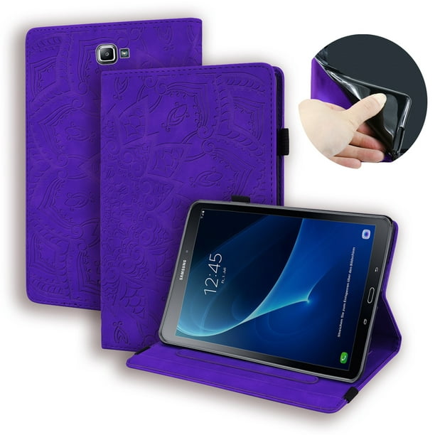 puente Especializarse La cabra Billy Dteck Embossed Case For Samsung Galaxy Tab A6 10.1 2016 (SM-T580 T585  T587),3D Embossed Flower PU Leather Flip Stand Cover Wallet Case Built-in 4  Card Slots, Pencil Holder, Multi-angels Viewing,Purple - Walmart.com
